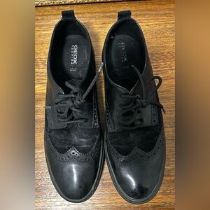 Geox Men's Classic Black Leather Oxfords